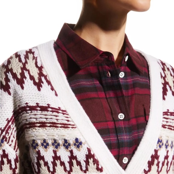 Rag & Bone sz S Willow Fair Isle Merino Wool Cardigan in Ivory Multi - Picture 4 of 16